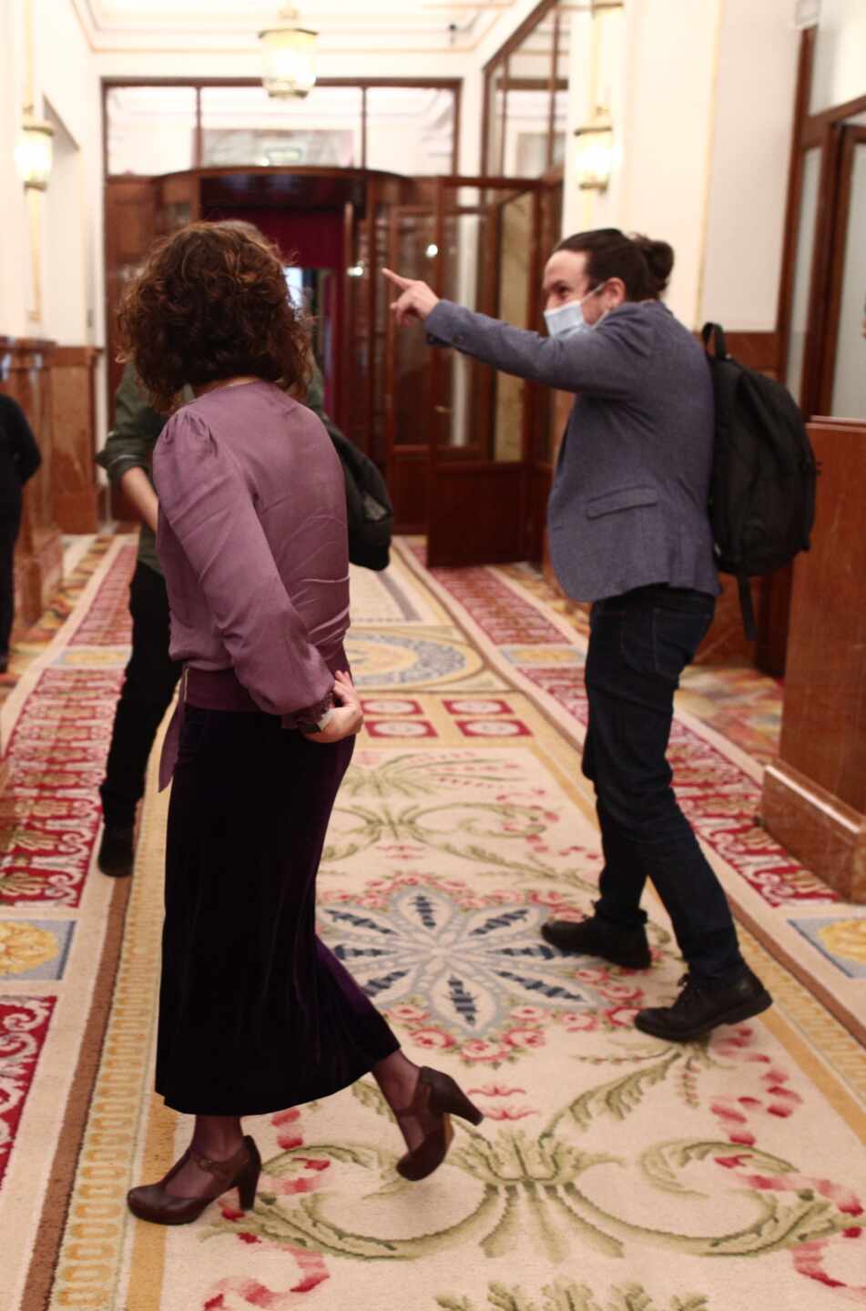 María Jesús Montero y Pablo Iglesias, en el Congreso.