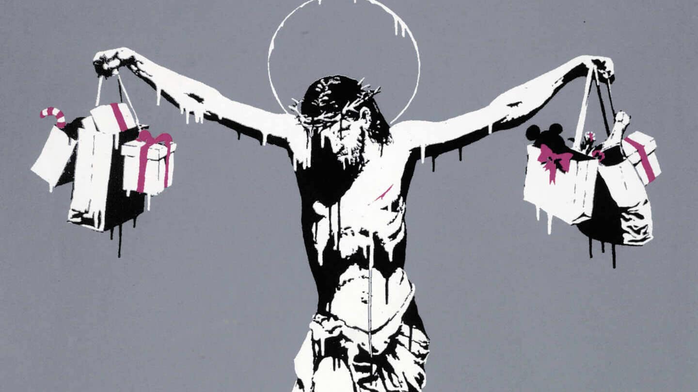 Jesucristo con bolsas de la compra Banksy