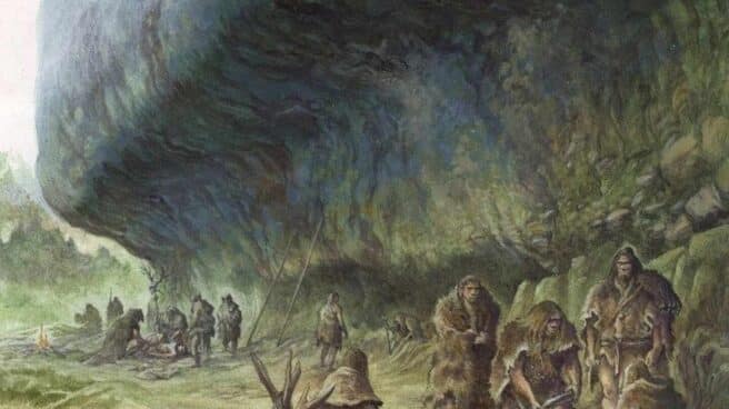 Reconstrucción del entierro del niño por los neandertales en La Ferrassie Reconstrucción del entierro del niño por los neandertales en La Ferrassie