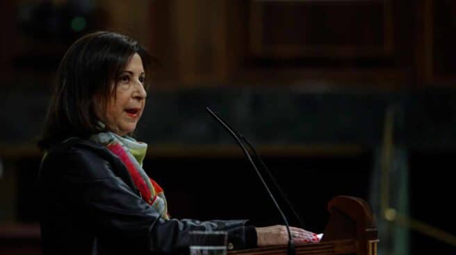 La ministra de Defensa, Margarita Robles, durante su intervención en el debate del proyecto de Presupuestos.