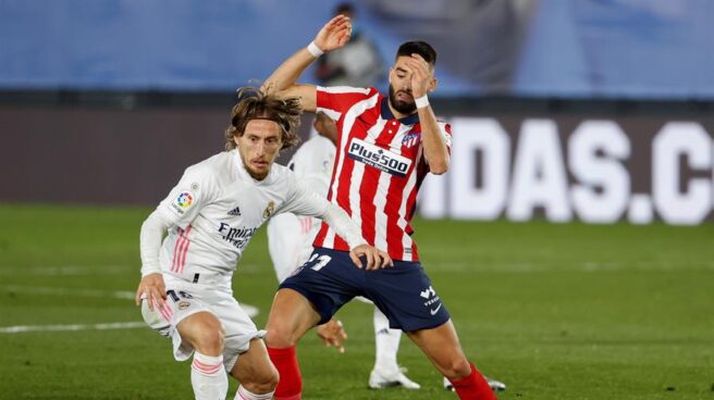 Luka Modric, durante el partido frente al Atlético de Madrid. Luka Modric, durante el partido frente al Atlético de Madrid.