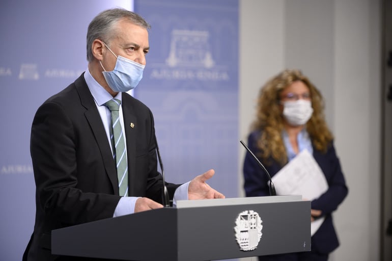 El lehendakari Iñigo Urkullu durante su comparecencia.