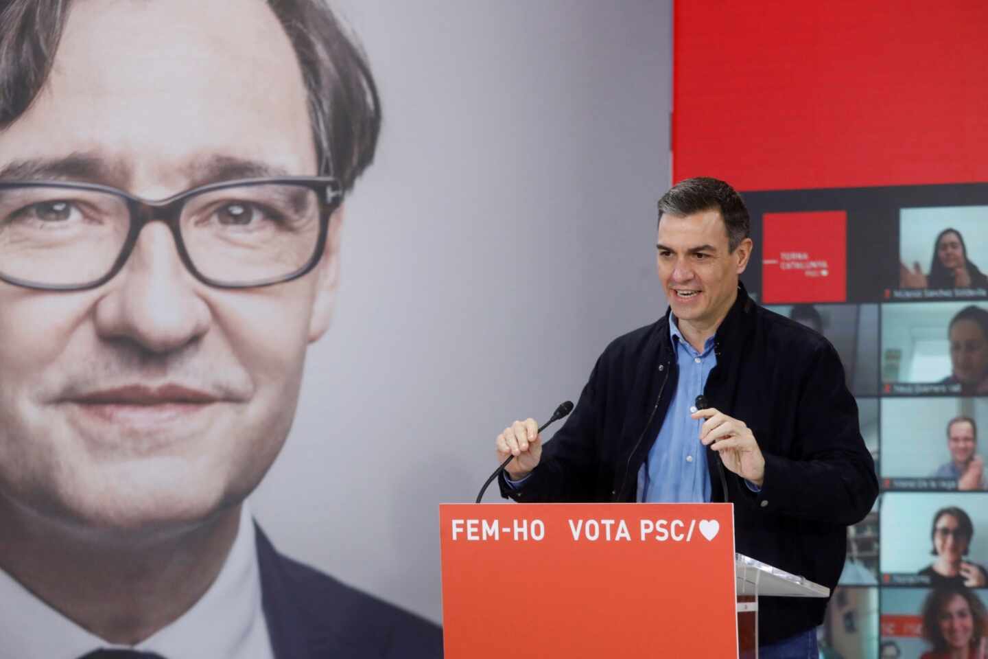 Pedro Sánchez, en el mitin de Illa en Tarragona.