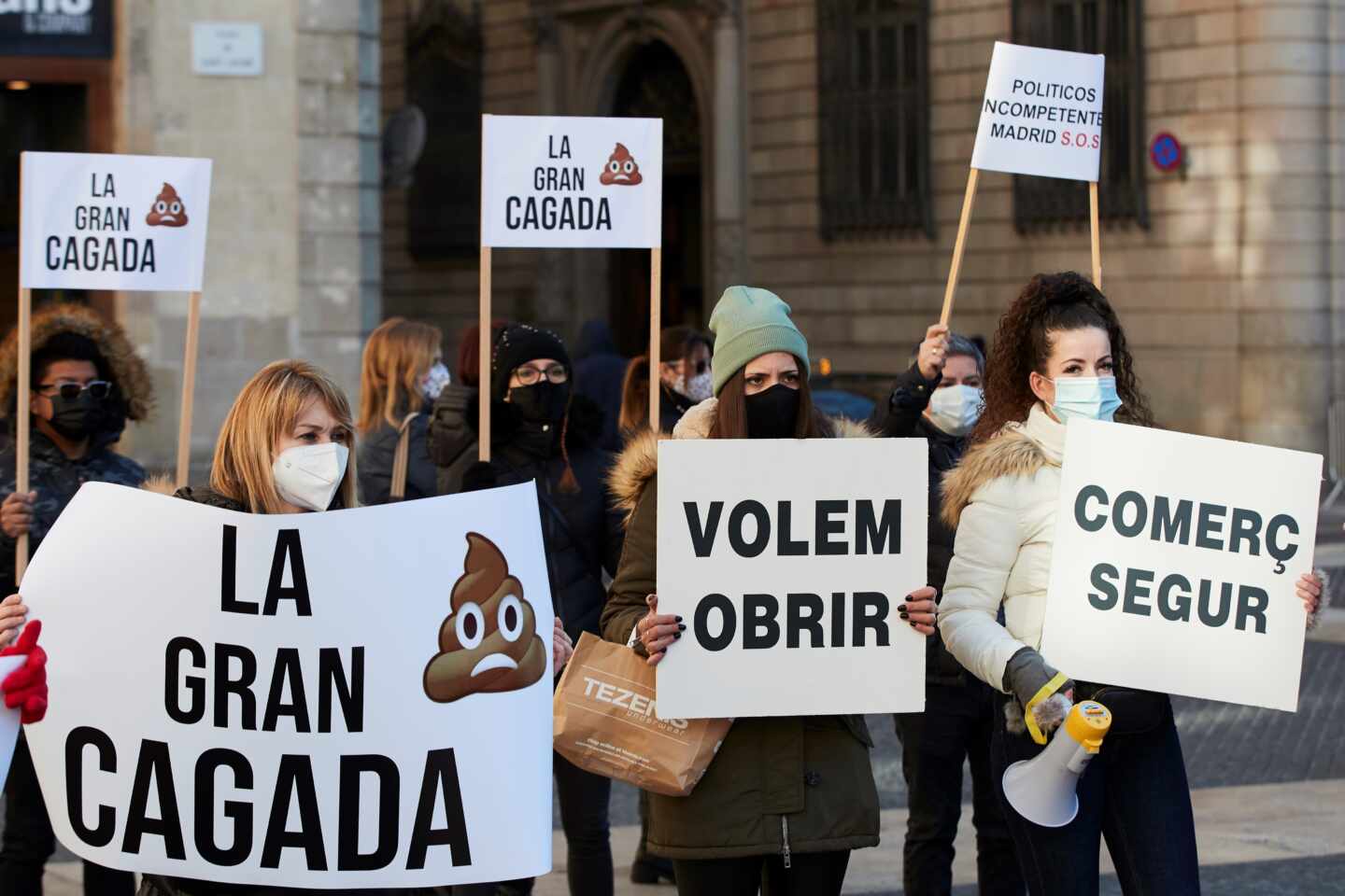 Protesta del sector de la restauración y comercio en Barcelona.