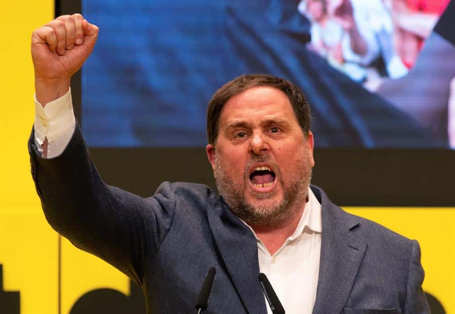 Oriol Junqueras en el mitin de ERC en Badalona