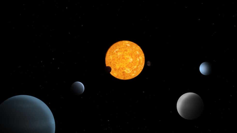 Representación artística del sistema planetario TOI-178.