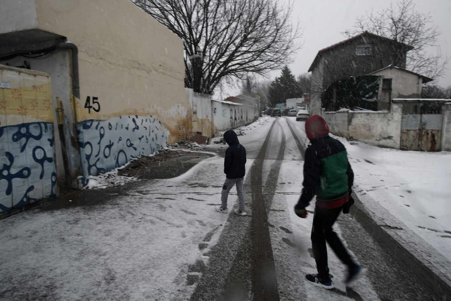 Nevada en la Cañada Real de Madrid.