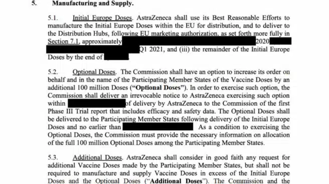 La UE revela que AstraZeneca está obligada a enviar vacunas desde Reino Unido, pero no publica plazos ni precios