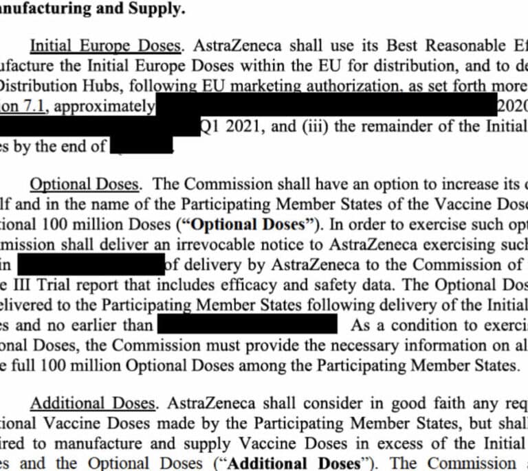 La UE revela que AstraZeneca está obligada a enviar vacunas desde Reino Unido, pero no publica plazos ni precios