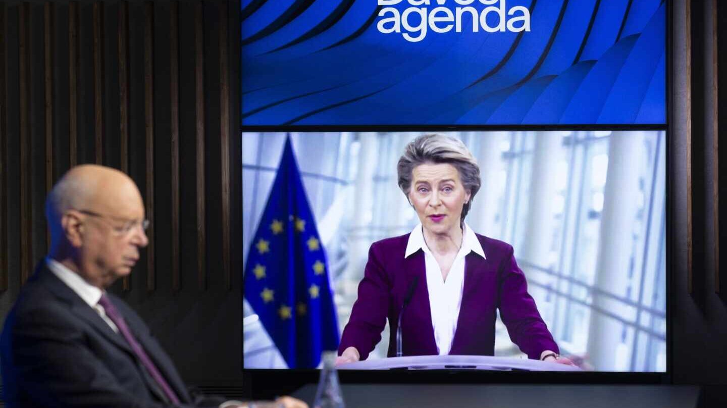 Ursula von der Leyen, durante su intervención online en Davos