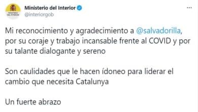 Interior borra un tuit de Marlaska en su cuenta oficial que hacía campaña por Illa en Cataluña