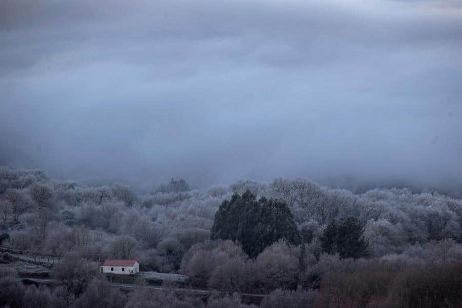 Paisaje helado al amanecer del día 6 de enero.