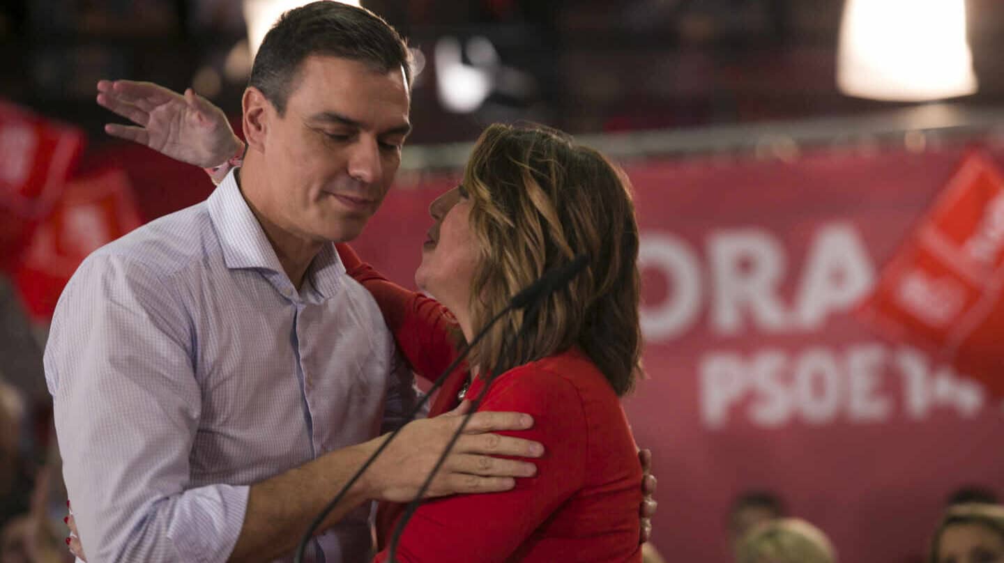 Pedro Sánchez y Susana Díaz, en un acto de campaña de las elecciones generales del 10-N celebrado en Sevilla.