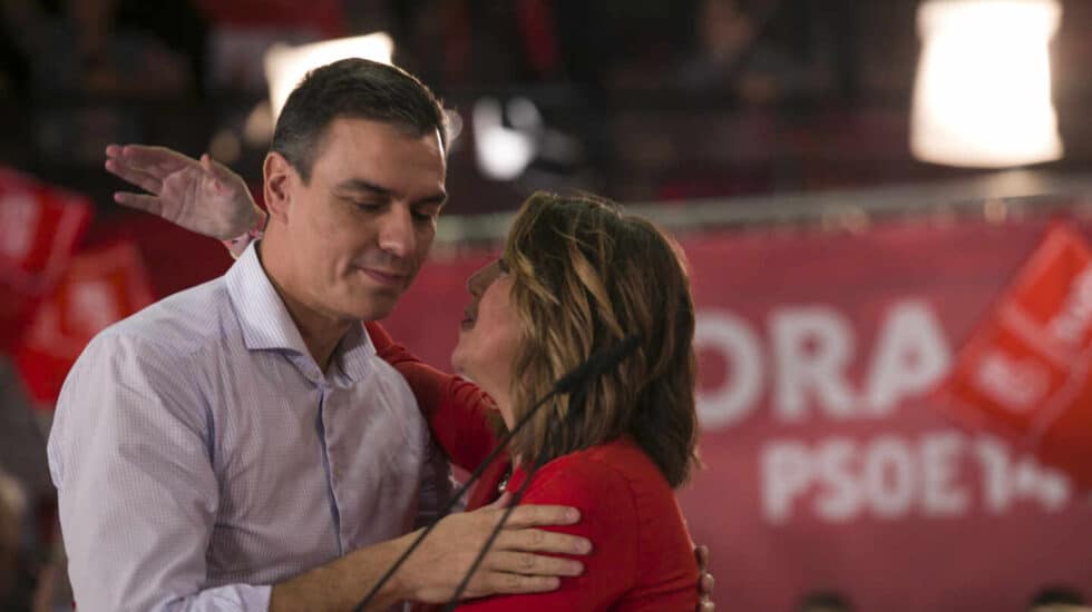 Pedro Sánchez y Susana Díaz, en un acto de campaña de las elecciones generales del 10-N celebrado en Sevilla.