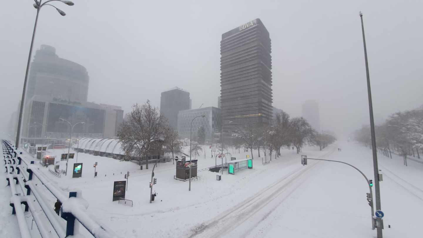 Nevada en el centro de Madrid.