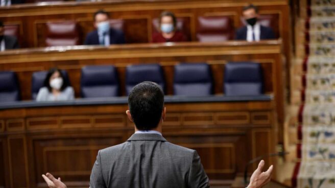 Pedro Sánchez en la sesión de control al Gobierno en el Congreso.