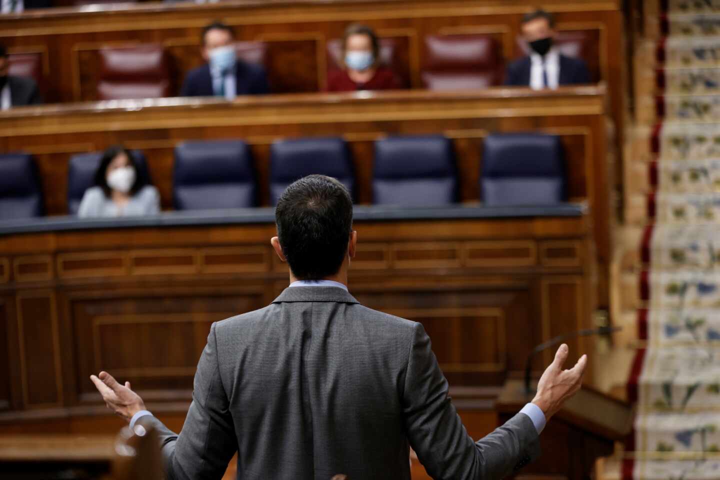 Pedro Sánchez en la sesión de control al Gobierno en el Congreso.