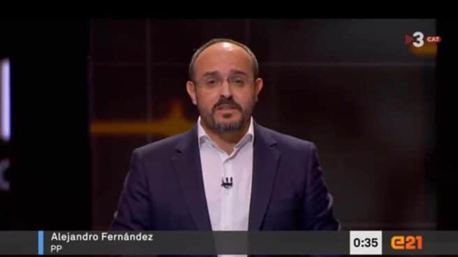 Alejandro Fernández, durante su intervención en el debate de TV3