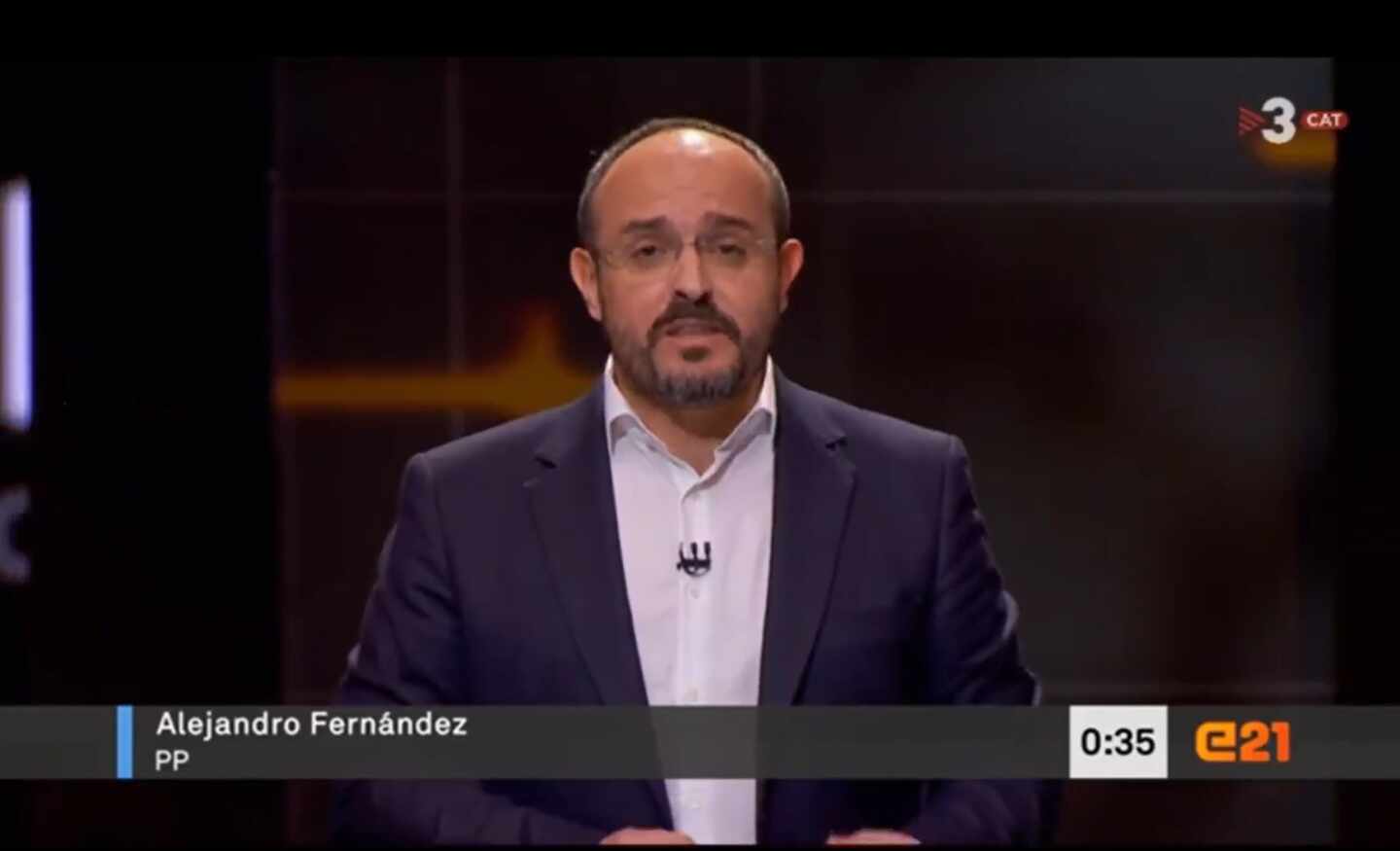Alejandro Fernández, durante su intervención en el debate de TV3