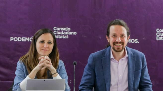 Ione Belarra y Pablo Iglesias, en el Consejo de Podemos.