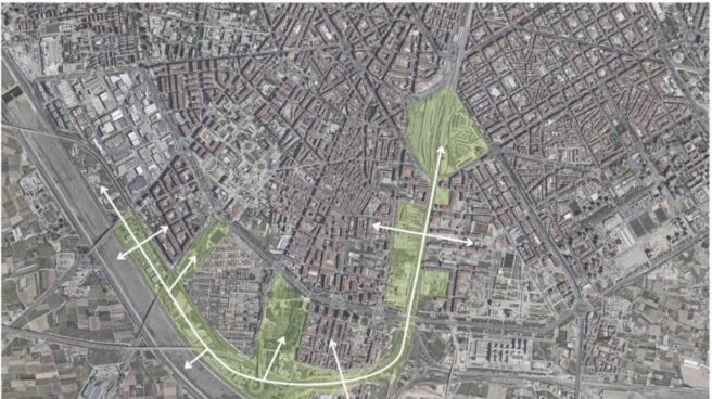 Un mapa del proyecto del corredor verde en Valencia