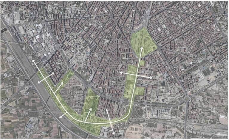 Un mapa del proyecto del corredor verde en Valencia