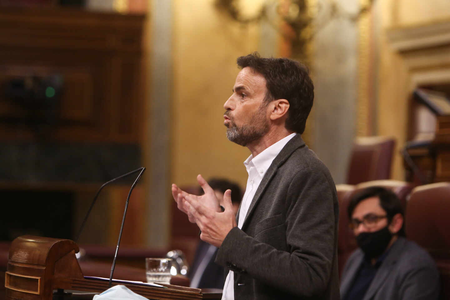 El presidente del grupo de Unidas Podemos en el Congreso, Jaume Asens, en el Congreso.