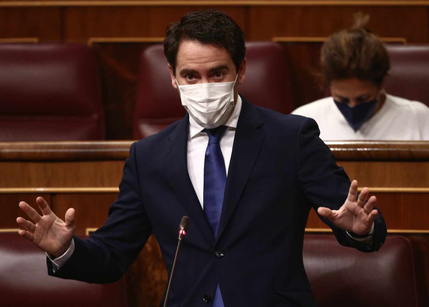 El secretario general del Partido Popular, Teodoro García Egea, durante una sesión de Control al Gobierno celebrada en el Congreso de los Diputados, en Madrid