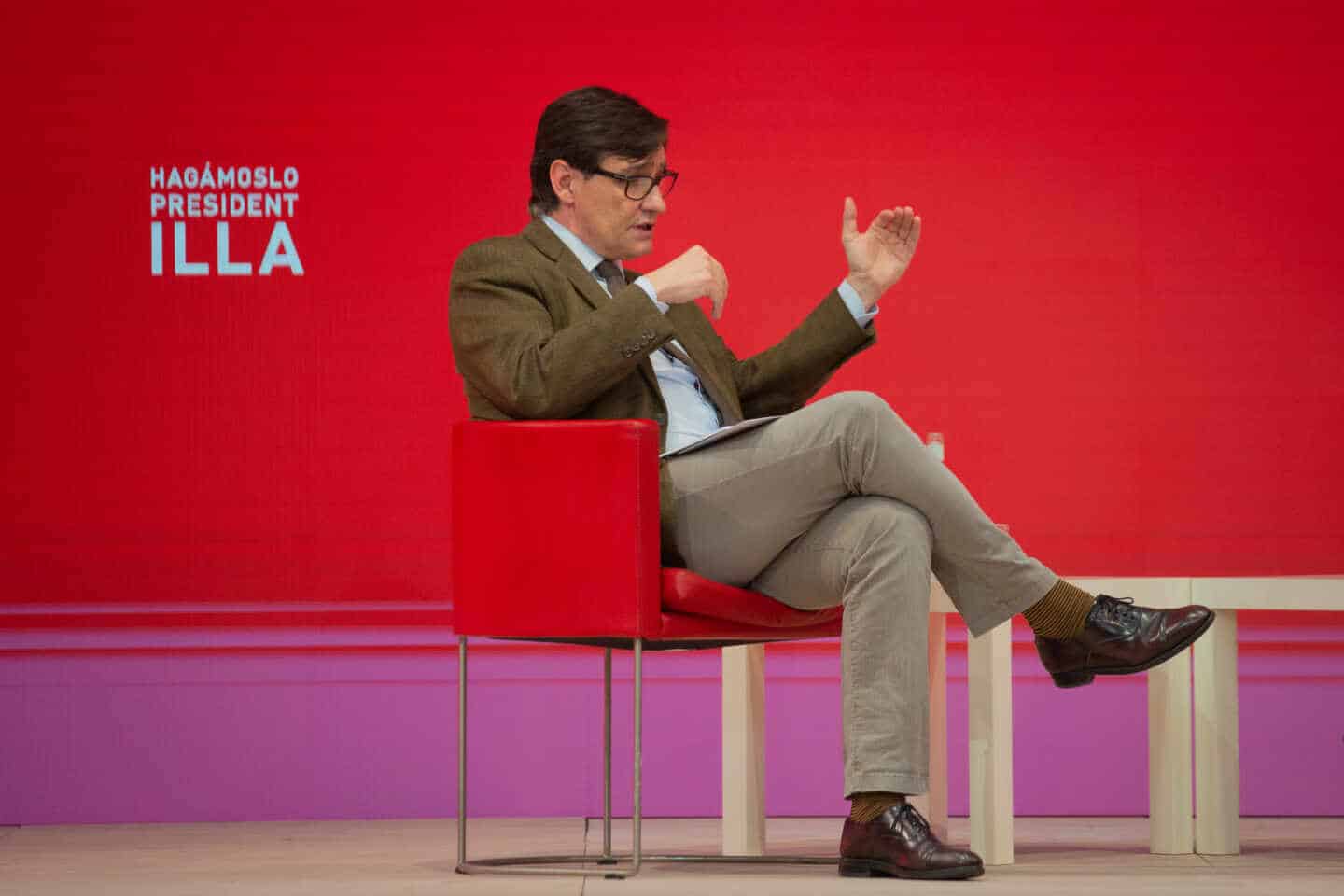 El ex ministro Salvador Illa, en un acto de campaña celebrado este jueves.