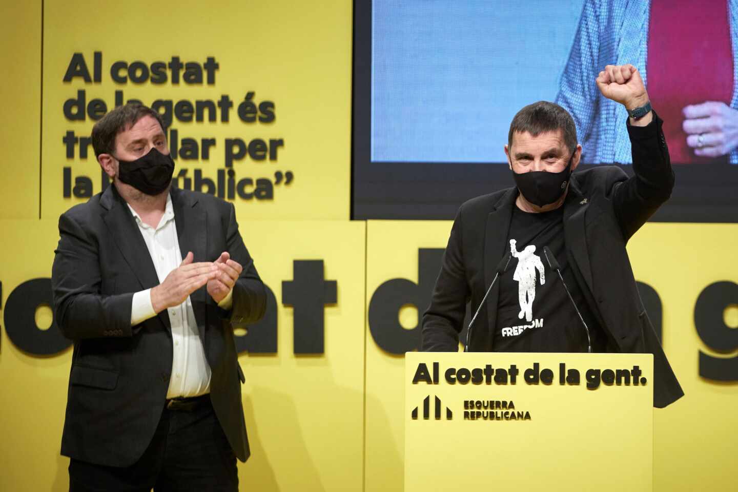 Elecciones Cataluña: mitin de ERC con Junqueras y Otegi.