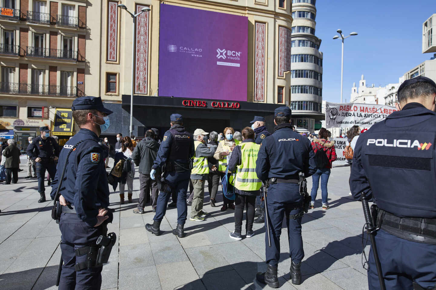 Policía Nacional en la Plaza de Callao de Madrid