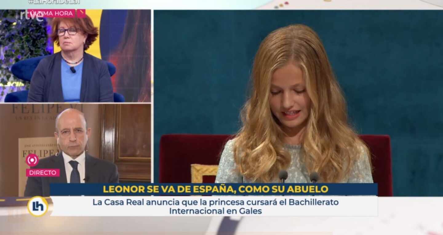 El rótulo de TVE que desata la polémica: "Leonor se va de España, como su abuelo"