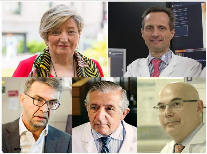 De izquierda a derecha, Dra. Lluch; Dr. García-Foncillas, Dr. Rosell, Dr. Hornedo y Dr. Tabernero