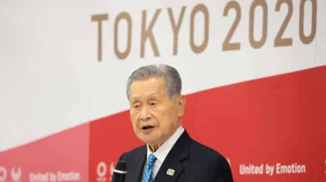 Yoshiro Mori, durante la rueda de prensa en la que ha anunciado su renuncia como presidente del Comité Organizador de Tokio 2020