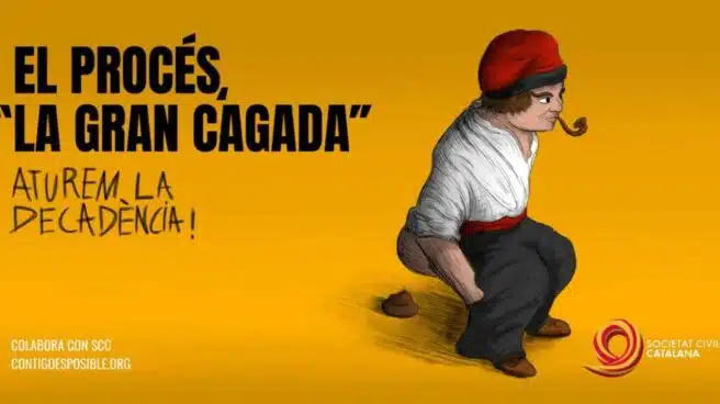 "El procés, la gran cagada": el lema de las pancartas que la SCC ha colgado en Barcelona