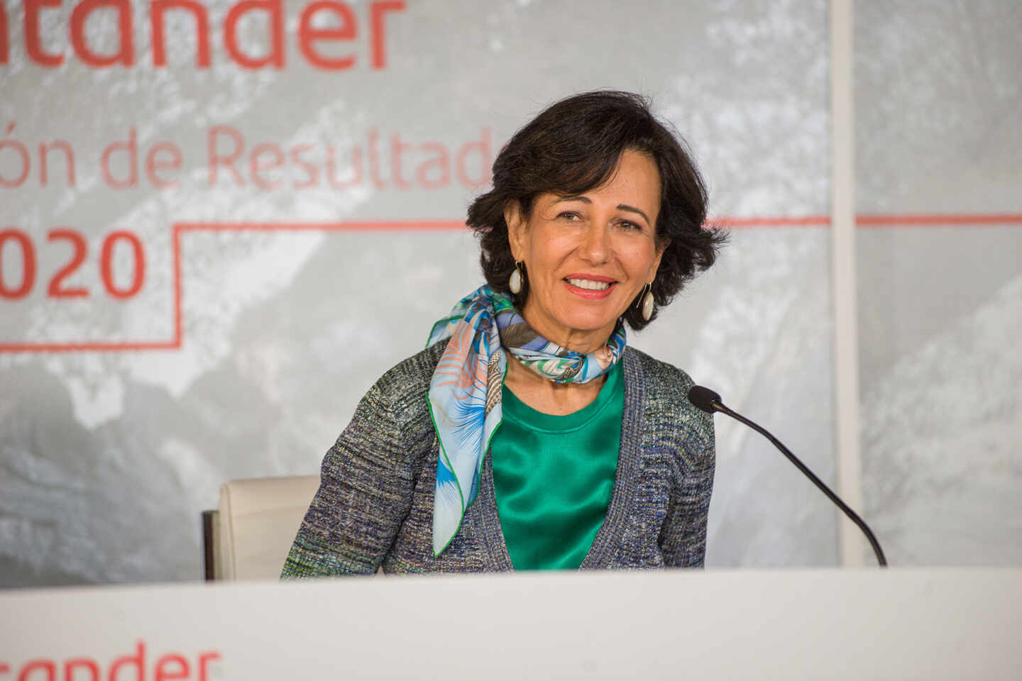 Ana Botín, presidenta de Santander, durante la presentación de resultados de 2020.