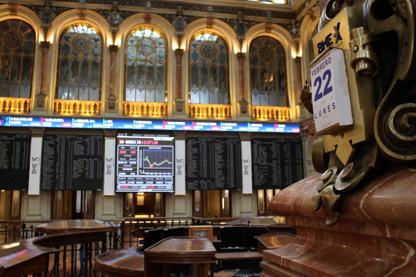 Interior de la Bolsa de Madrid.