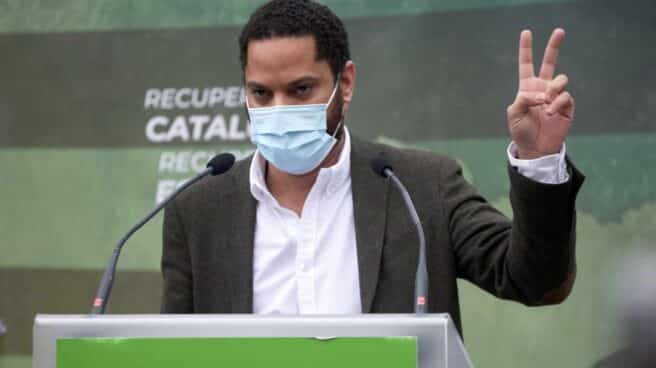 Abascal visita Girona El candidato de Vox a la Generalitat, Ignacio Garriga, durante el mitin celebrado el pasado sábado en Girona.