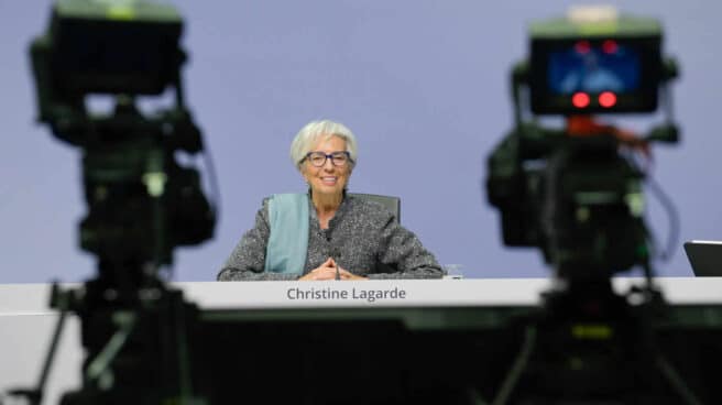 La presidenta del BCE, Christine Lagarde, en una rueda de prensa. La presidenta del BCE, Christine Lagarde, en una rueda de prensa.