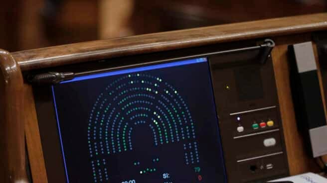 Pantalla con los resultados de una votación en uno de los escaños del Congreso.