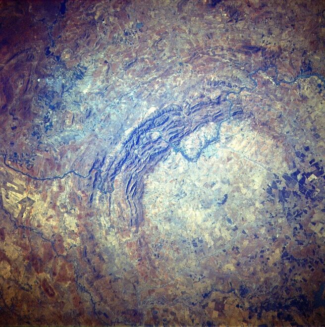 imagen aérea del Cráter de Vredefort en Sudáfrica