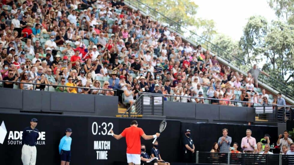 Novak Djokovic, en una exhibición en Adelaida el 29 de enero
