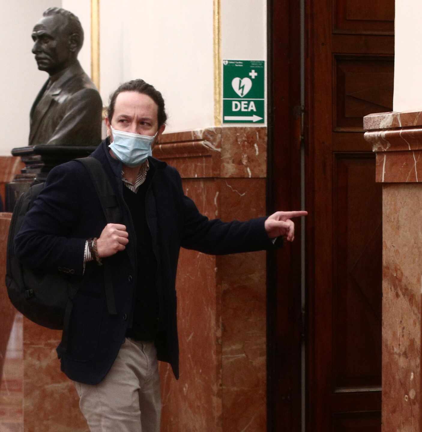 El vicepresidente segundo del Gobierno, Pablo Iglesias, a su llegada a una sesión de Control al Gobierno en el Congreso.