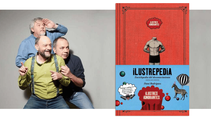 Javier Coronas, Javier Cansado y Pepe Colubi junto al libro Ilustrepedia.
