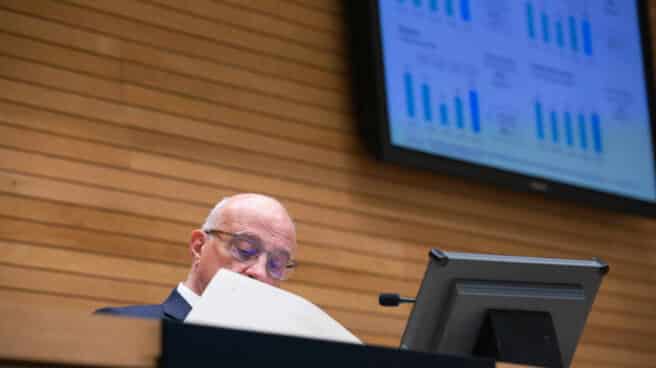 Josep Oliu, presidente de Sabadell, durante la presentación de los resultados de 2020 del banco.