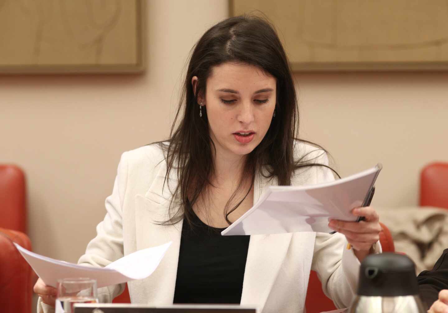 La ministra de Igualdad, Irene Montero, durante la reunión de Comisión de Igualdad en el Congreso de los Diputados en Madrid.