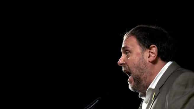 Oriol Junqueras, en un mitin tras salir de prisión. Oriol Junqueras, en un mitin tras salir de prisión.