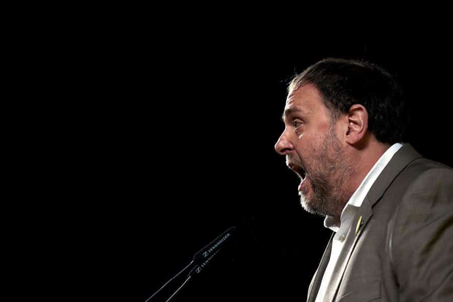 Oriol Junqueras, en un mitin tras salir de prisión.