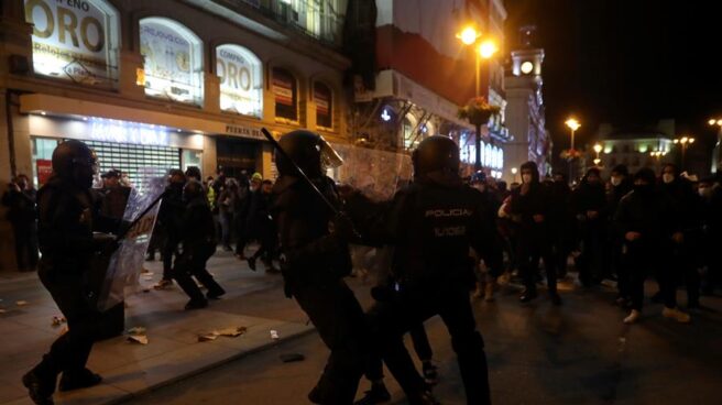 Disturbios en Sol en una manifestación a favor de Pablo Hasel.