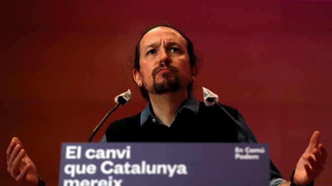 Pablo Iglesias, durante un mitin de campaña en Cataluña. Pablo Iglesias, durante un mitin de campaña en Cataluña.